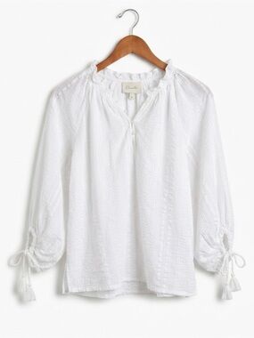 Cleobella White Textured Peasant Blouse size medium pirate look
